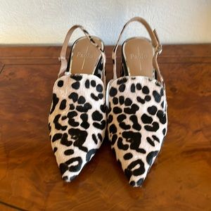 Linea Paolo Leopard Calf Hair Sling Back